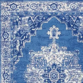 5' X 7' Ivory And Blue Medallion Area Rug