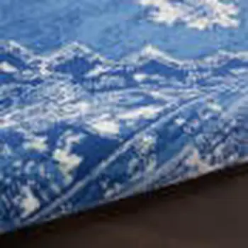 6' X 9' Navy Blue And Ivory Floral Area Rug