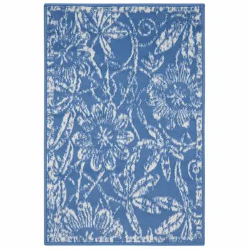 6' X 9' Blue And Ivory Floral Distressed Area Rug