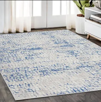 5' X 7' Blue And Gray Geometric Area Rug