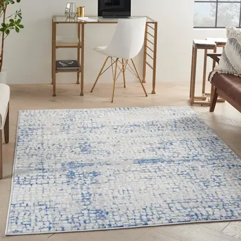 6' X 9' Blue And Gray Geometric Area Rug