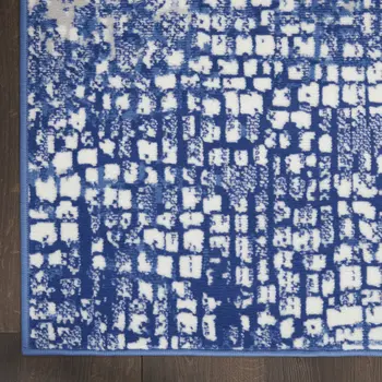 6' X 9' Ivory And Blue Geometric Area Rug
