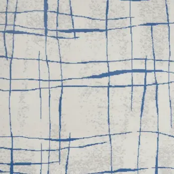 4' X 6' Ivory And Blue Geometric Distressed Area Rug