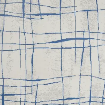 5' X 7' Ivory And Blue Geometric Distressed Area Rug