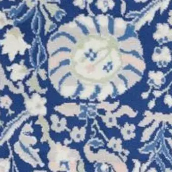 5' X 7' Ivory And Blue Floral Area Rug