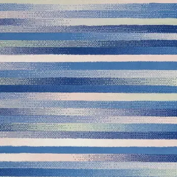6' X 9' Blue And White Striped Distressed Area Rug