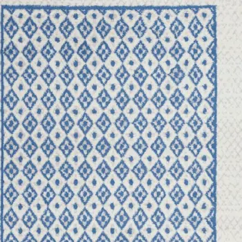 5' X 7' Ivory And Blue Geometric Area Rug