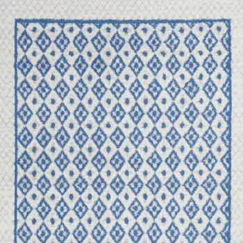 5' X 7' Ivory And Blue Geometric Area Rug