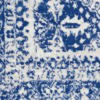 4' X 6' Ivory And Blue Geometric Distressed Area Rug