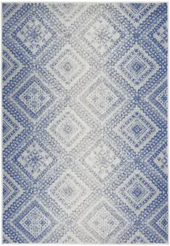 5' X 7' Ivory And Blue Geometric Area Rug