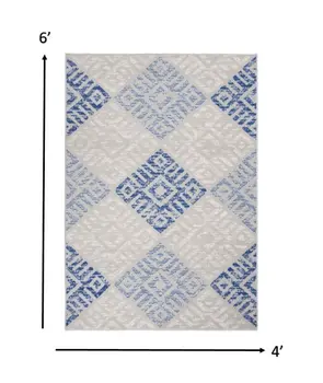 4' X 6' Blue And Gray Geometric Area Rug