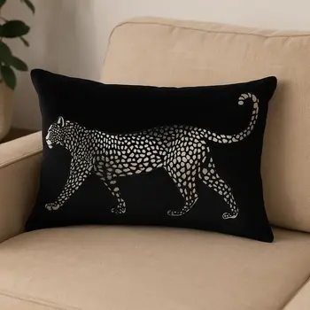 Black Leopard Lumbar Pillow