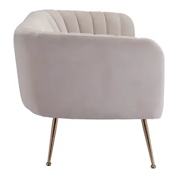 70" Beige Velvet Sofa With Gold Legs