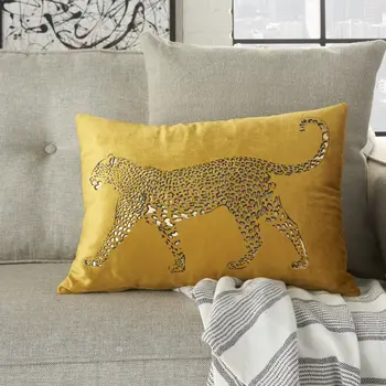 Bold Golden Leopard Lumbar Pillow