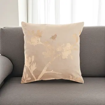 Pink Accent Throw Pillow With Rose Gold Floral Design
