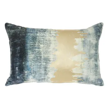 Glamorous Teal Lumbar Pillow With Metallic Gold Accents