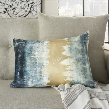Glamorous Teal Lumbar Pillow With Metallic Gold Accents