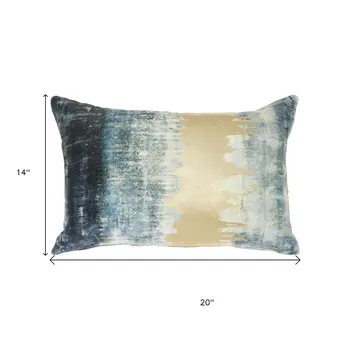 Glamorous Teal Lumbar Pillow With Metallic Gold Accents