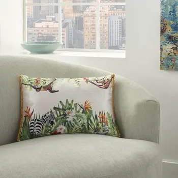 Multicolor Jungle Art Lumbar Pillow