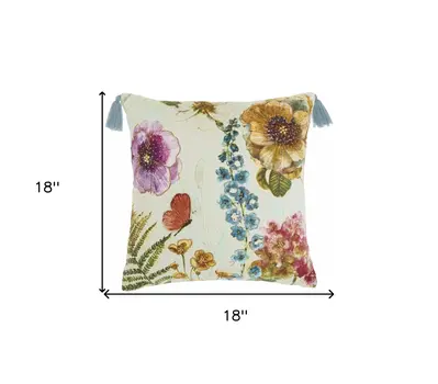 18" Orange White and Green Cotton