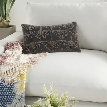 Brilliant Dark Grey Lumbar Pillow