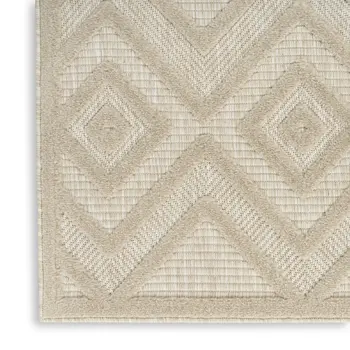 12" X 20" Beige Blue and Ivory Geometric Cotton Throw Pillow With Textured Appliques