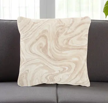 Cream Marble Patterned Throw Pillow