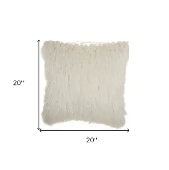Soft White Shag Accent Pillow
