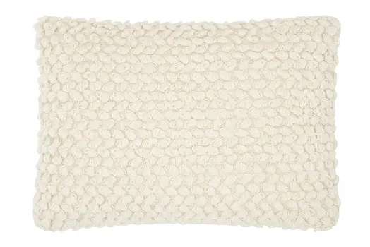 Off White Knotted Detail Lumbar Pillow