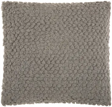 20" Light Gray Cotton Blend Curly Loops Throw Pillow