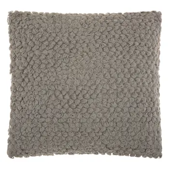 20" Light Gray Cotton Blend Curly Loops Throw Pillow