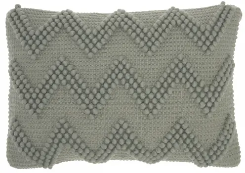 14" X 20" Light Gray Chevron Cotton Blend Lumbar Throw Pillow With Texture