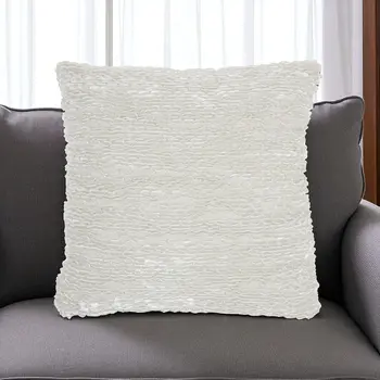 20" White Striped Cotton Blend Throw Pillow