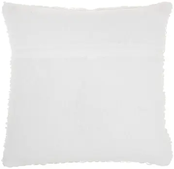20" White Striped Cotton Blend Throw Pillow
