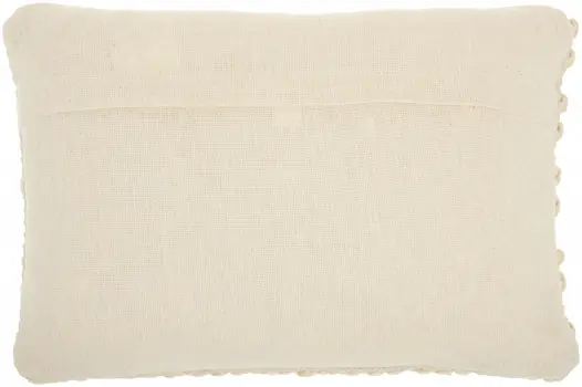 Cream Pom-Pom Detailed Lumbar Pillow