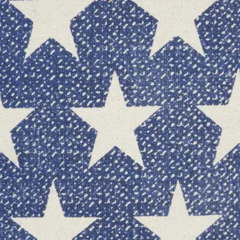 20" Ivory And Navy Blue Stars Cotton Throw Pillow
