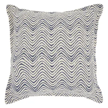 20" Indigo And Ivory Waves Throw Pillow