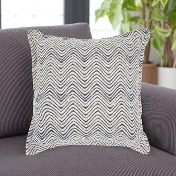 20" Indigo And Ivory Waves Throw Pillow