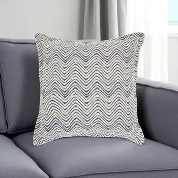 20" Indigo And Ivory Waves Throw Pillow