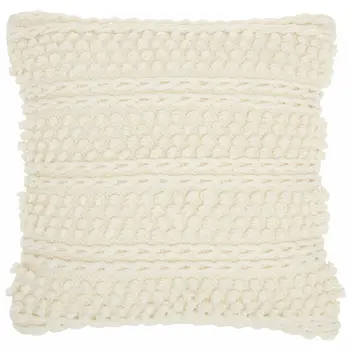 Ivory Textured Dots And Stripes Throw Pillow