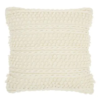 Ivory Textured Dots And Stripes Throw Pillow