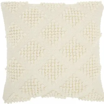 18" Ivory Textured Diamonds Throw Pillow