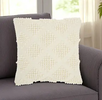 18" Ivory Textured Diamonds Throw Pillow