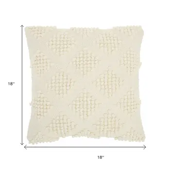 18" Ivory Textured Diamonds Throw Pillow