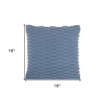 18" Blue Dot And Stripe Polyester and Cotton Blend Throw Pillow With Texture