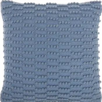 18" Blue Dot And Stripe Polyester and Cotton Blend Throw Pillow With Texture