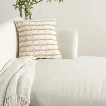 18" Blush Cotton Blend Throw Pillow