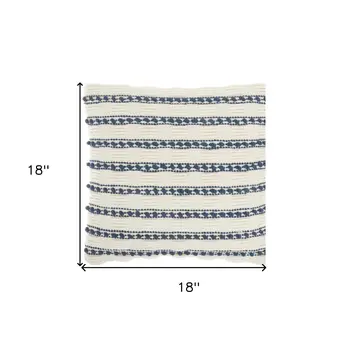 18" Navy Cotton Blend Throw Pillow