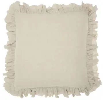 24" Beige Pillow With Ruffled Edges