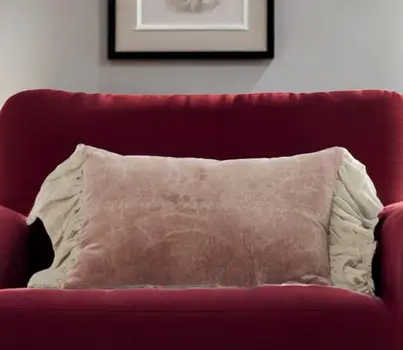Wide Tasseled Marble Pink Lumbar Pillow